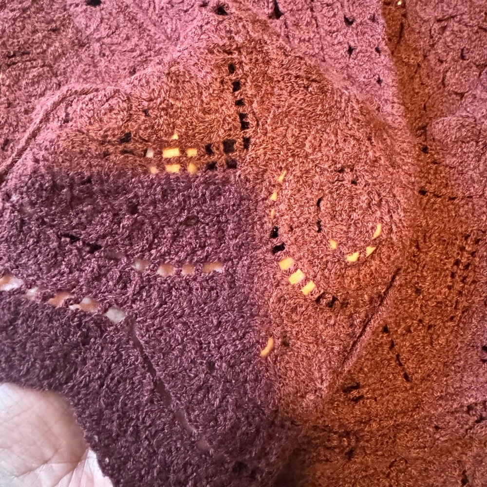 Ultra Pink Burgundy Crochet Sweater - Picture 5 of 11